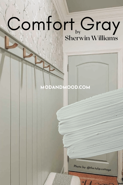 Comfort Gray on walls and shiplap in a laundry room