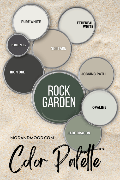 All of the coordinating colors from the article over a sandy background.