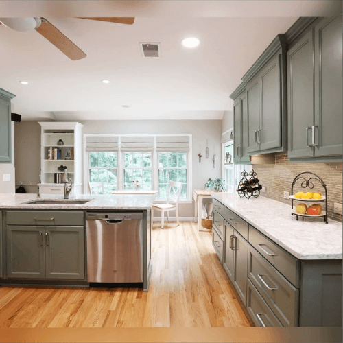 Sherwin Williams dried thyme on kitchen cabinets