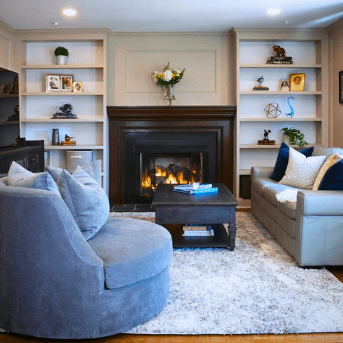 Sherwin Williams Universal Khaki on built ins in a living room.