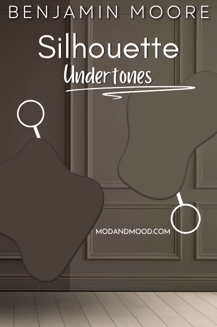 Benjamin Moore Silhouette  on a wall with its different undertones ranging from warm dark brown to an earthy brown