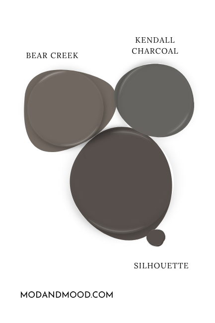 Swatches of Silhouette, and lighter color Kendall Charcoal, and better lighter alternative Bear Creek.