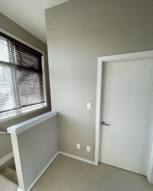 Benjamin Moore Stone Hearth where the color looks different on each wall