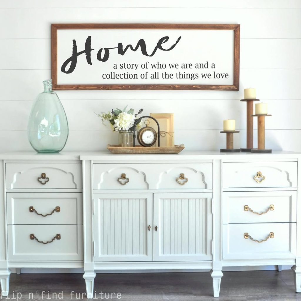 Benjamin moore gray owl on a dresser against a similar light gray wall