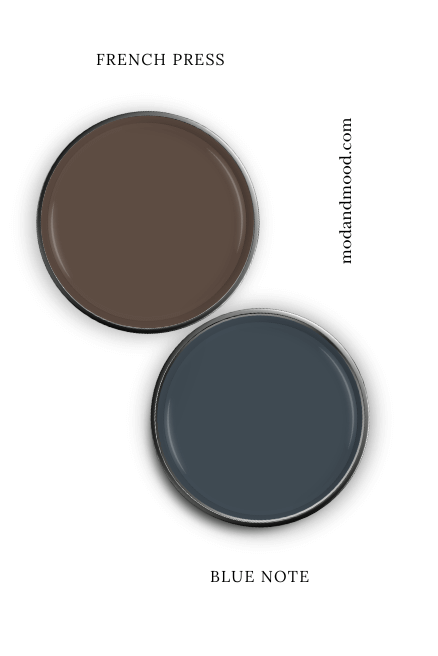 Paint lid of Blue Note below the same of coordinating color Benjamin Moore French Press