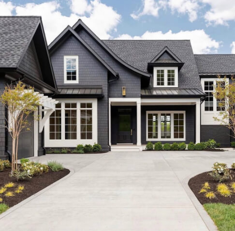 Sherwin Williams Iron Ore on an exterior with white trim