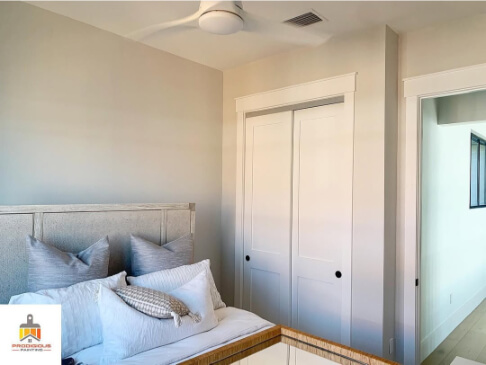 Sherwin Williams Drift of Mist in a bedroom where it has stronger undertones.