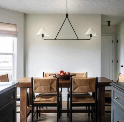 Lookalike for Sherwin Williams White Duck on walls in a kitchen and dining room