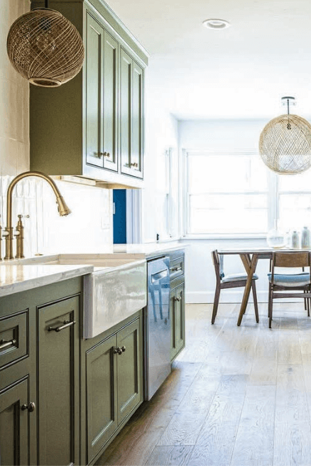 Sherwin Williams at ease soldier on kitchen cabinets where it looks like garden gate