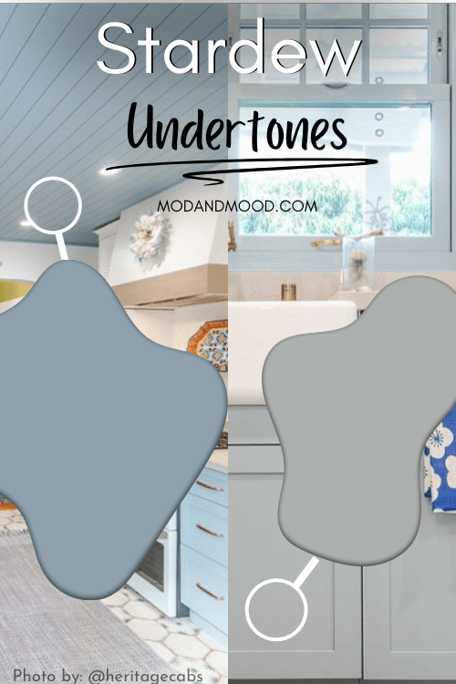Graphic reads "Stardew Undertones" and has magnified swatches of color from two different photos of the color.