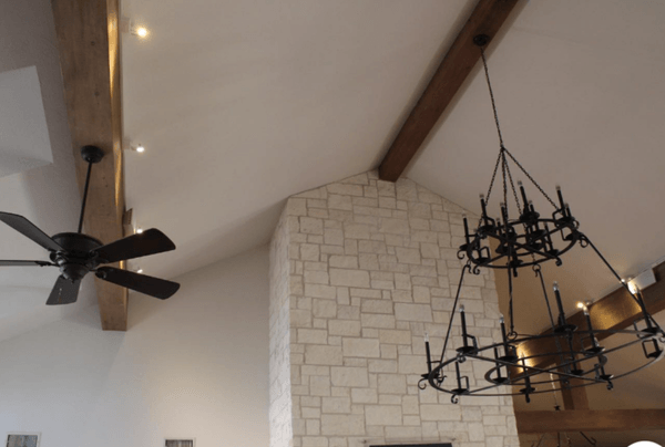 Sherwin Williams Aesthetic White on walls and ceiling in a lodge.