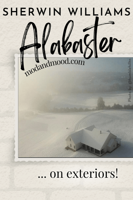 Sherwin Williams Alabaster on a home covered in a blanket of snow