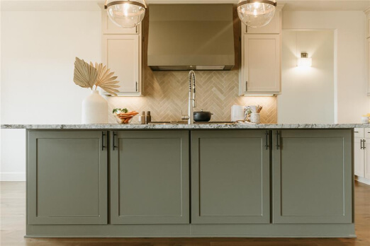Sherwin Williams Cast Iron on an island and hood vent.