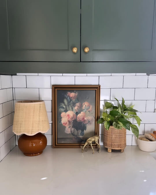 Rookwood dark green where it looks more sage on upper cabinets