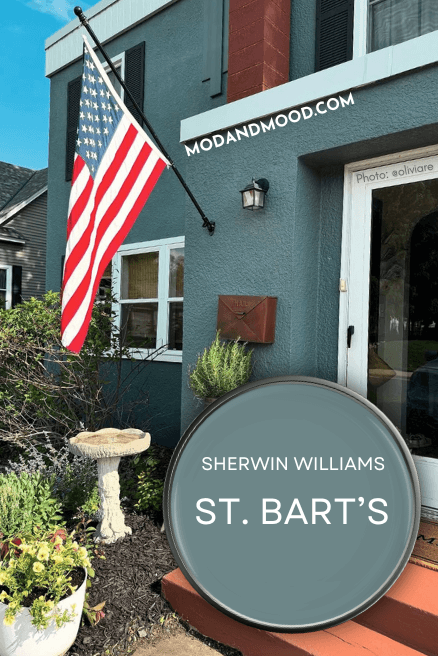 Sherwin Williams St. Bart's lookalike on the exterior of a stucco house