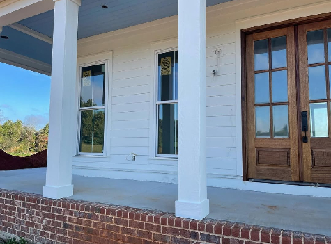 Alabaster looking typical on an exterior porch.