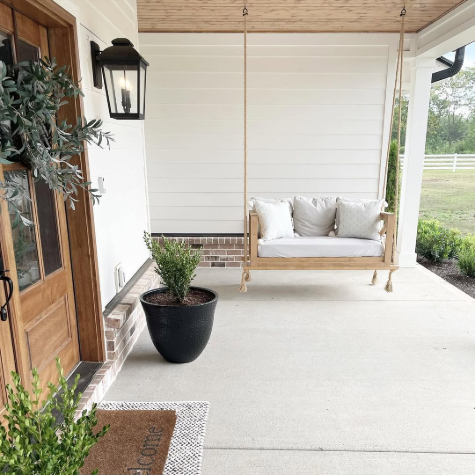 Alabaster on a covered porch