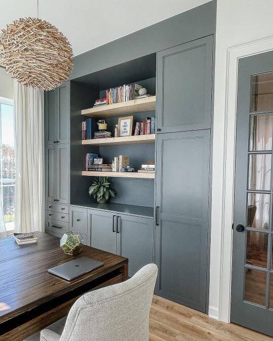 Sherwin williams Roycroft Pewter on bookshelves