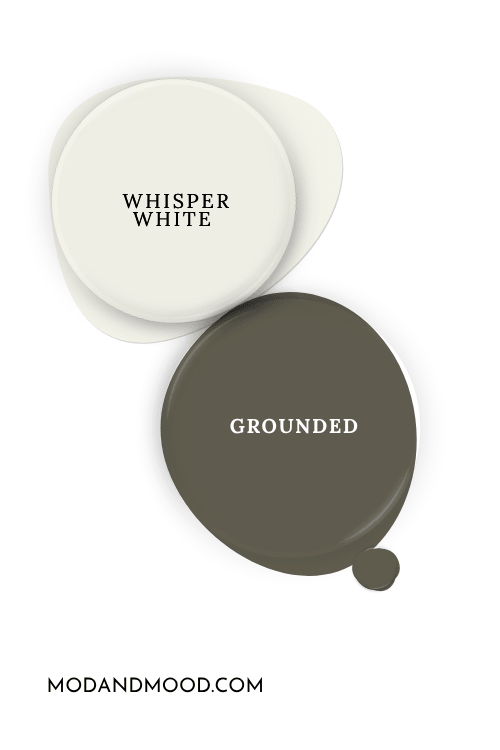Paint dot of Behr Whisper White with Gorunded