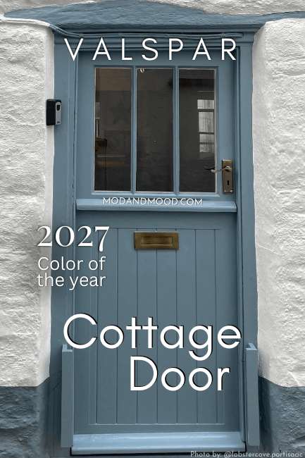 Valspar Cottage Door on a Cottage Door in a white stucco house.