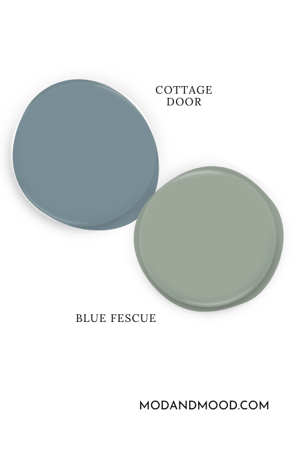 Paint dot of Valspar Blue Fescue with the same of Valspar Cottage Door
