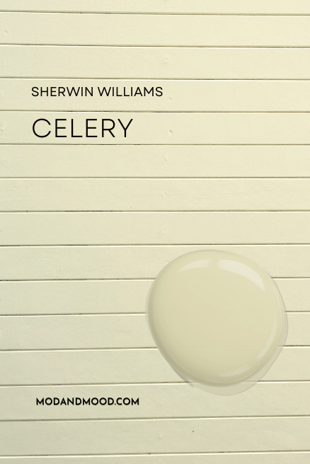 Sherwin Williams Celery swatched over the color on shiplap